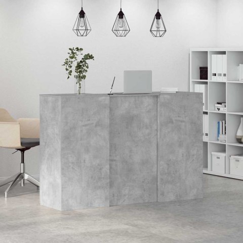 BIURKO RECEPCYJNE BETONOWE SZARE 155X50X103,5CM DREWNO KLEJONE