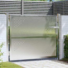 BRAMA OGRODOWA ZE STALI NIERDZEWNEJ SREBRNA 100X75 CM Z ZAMKIEM