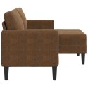 VidaXL Sofa 2-osobowa z szezlongiem w kształcie litery L Brązowa