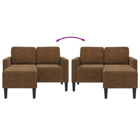 VidaXL Sofa 2-osobowa z szezlongiem w kształcie litery L Brązowa