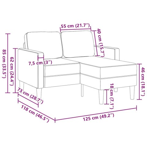 VidaXL Sofa 2-osobowa z szezlongiem w kształcie litery L Brązowa