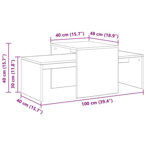 VidaXL Stolik gniazdowy Czarny Dąb 100 x 48 x 40 cm