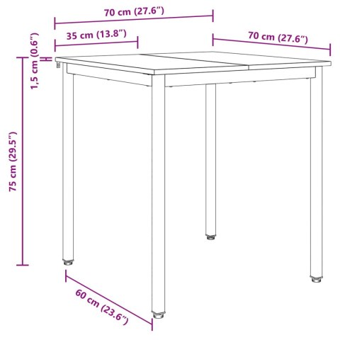 VidaXL Stoły do jadalni 70 x 70 x 75 cm METAL Kwadrat
