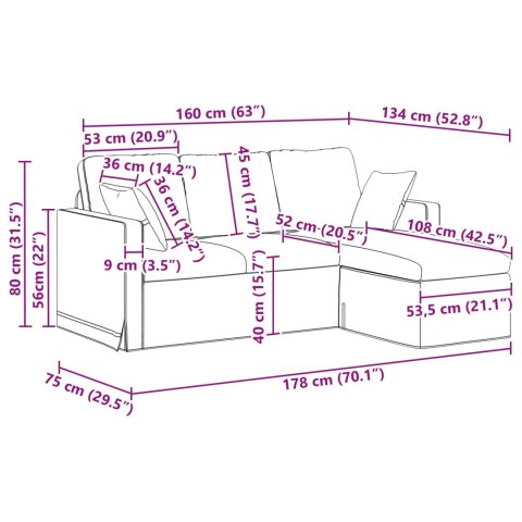 VidaXL Sofa Czarny 178 x 134 x 80 cm Aksamit