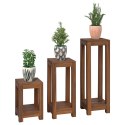 VidaXL Stojak na rośliny 3 szt. naturalny 25 x 25 x 80 cm