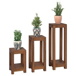 VidaXL Stojak na rośliny 3 szt. naturalny 25 x 25 x 80 cm