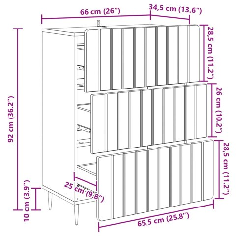 VidaXL Szafka z Szufladami 66 x 34,5 x 92 cm Drewno inżynieryjne