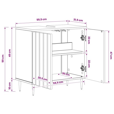 VidaXL Szafka pod umywalkę ZWOLLE Biały 59,5 x 31,5 x 59 cm