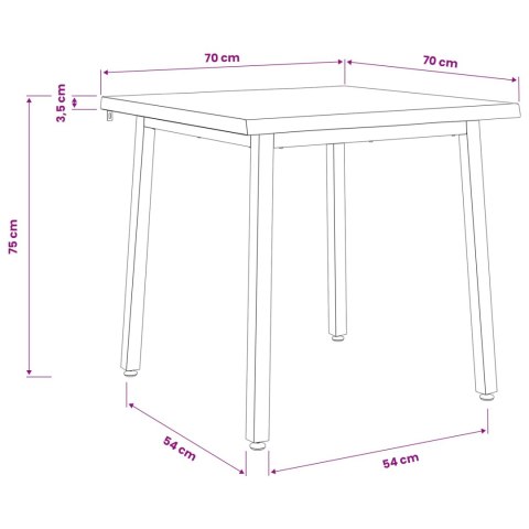 VidaXL 70 x 70 x 75 cm Lite Drewno Akacji Naturalny i kawowy Kwadrat