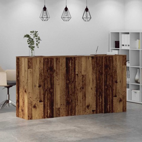 BIURKO RECEPCYJNE STARE DREWNO 200X50X103,5CM DREWNO KLEJONE