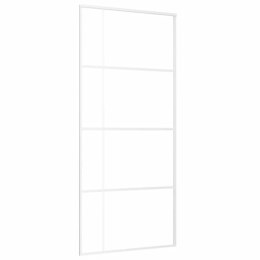 VidaXL Drzwi przesuwne, szkło ESG i aluminium, 90x205 cm, białe
