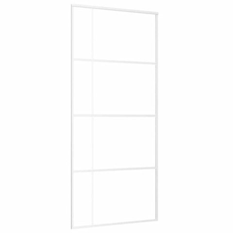 VidaXL Drzwi przesuwne, szkło ESG i aluminium, 90x205 cm, białe