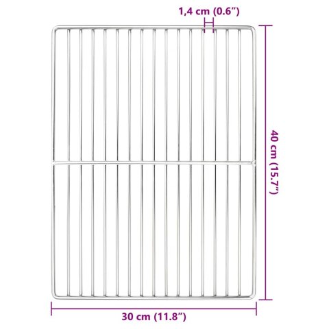 RUSZT GRILLOWY 40 X 30 CM STAL NIERDZEWNA SREBRNY