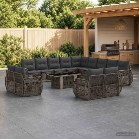 VidaXL Zestaw Sof na Ogród 14 szt. Szary i ciemnoszary polirattan