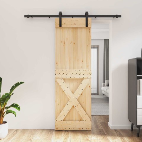 VidaXL Drzwi przesuwne Naturalny i czarny 70 x 210 cm
