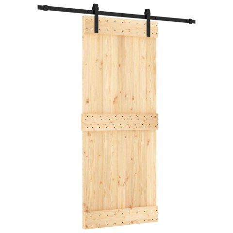 VidaXL Drzwi przesuwne Naturalny i czarny 85 x 210 cm