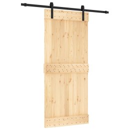 VidaXL Drzwi przesuwne Naturalny i czarny 90 x 210 cm