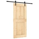 VidaXL Drzwi przesuwne Naturalny i czarny 90 x 210 cm