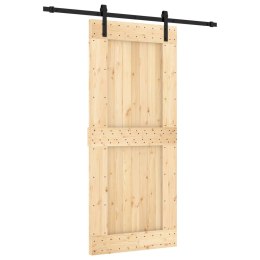 VidaXL Drzwi przesuwne Naturalny i czarny 90 x 210 cm