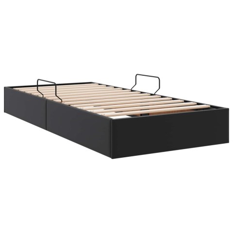 VidaXL Łóżko otomanowe Czarny 100 x 200 cm Skóra ekologiczna