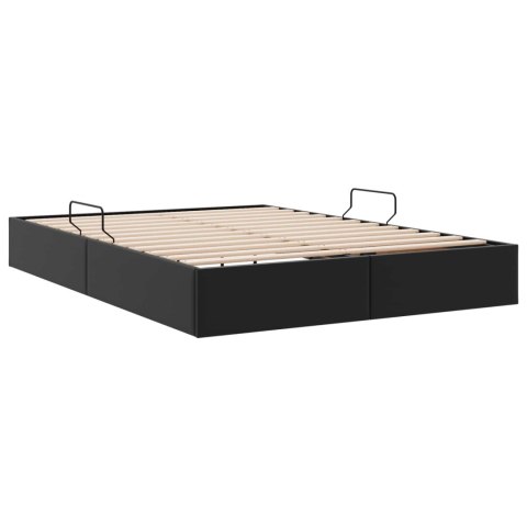 VidaXL Łóżko otomanowe Czarny 140 x 200 cm Skóra ekologiczna