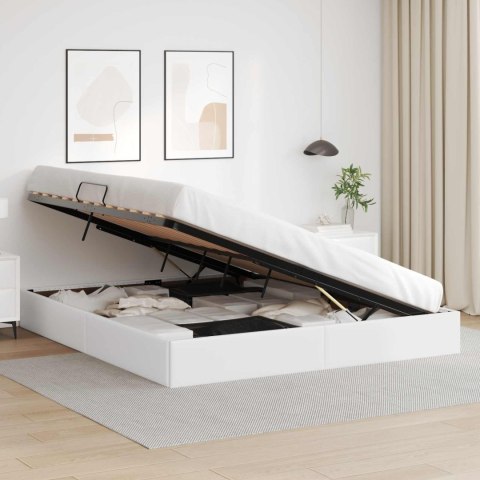 VidaXL Łóżko otomanowe Czysta Biała 160 x 200 cm Skóra ekologiczna