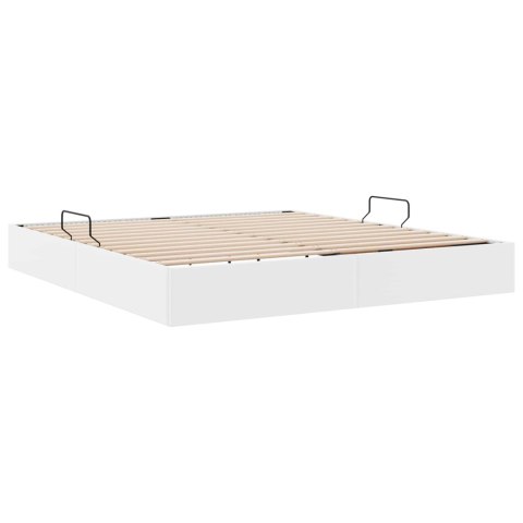 VidaXL Łóżko otomanowe Czysta Biała 160 x 200 cm Skóra ekologiczna