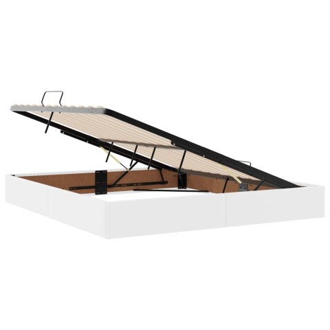 VidaXL Łóżko otomanowe Czysta Biała 160 x 200 cm Skóra ekologiczna