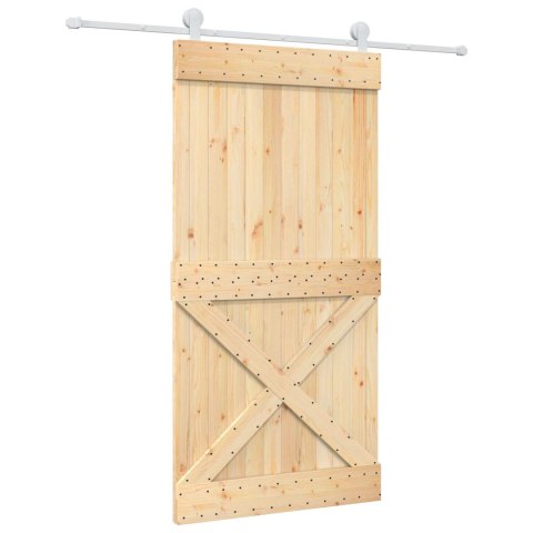 VidaXL Drzwi przesuwne Naturalne i białe 100 x 210 cm