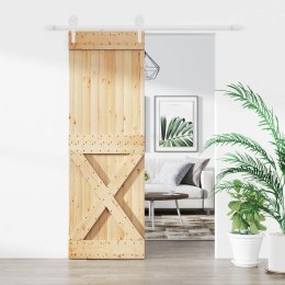 VidaXL Drzwi przesuwne Naturalne i białe 70 x 210 cm