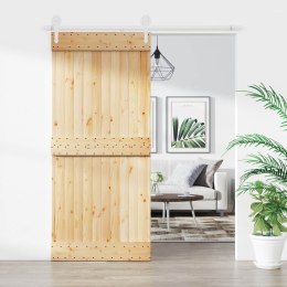 VidaXL Drzwi przesuwne Naturalne i białe 90 x 210 cm