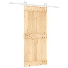 VidaXL Drzwi przesuwne Naturalne i białe 90 x 210 cm