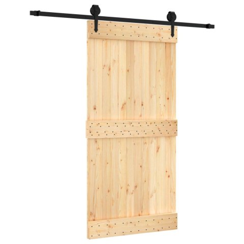 VidaXL Drzwi przesuwne Naturalny i czarny 100 x 210 cm