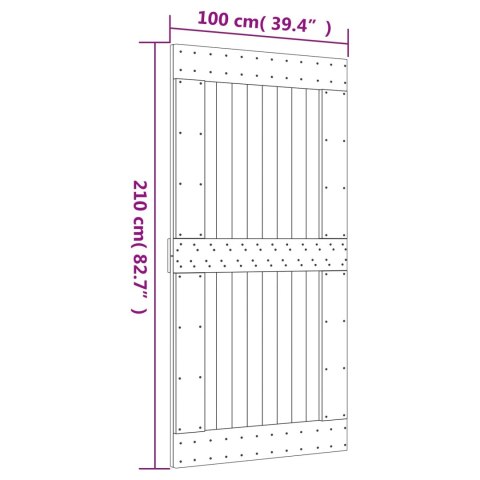 VidaXL Drzwi przesuwne Naturalny i czarny 100 x 210 cm