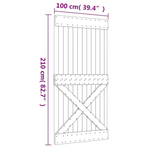 VidaXL Drzwi przesuwne Naturalny i czarny 100 x 210 cm
