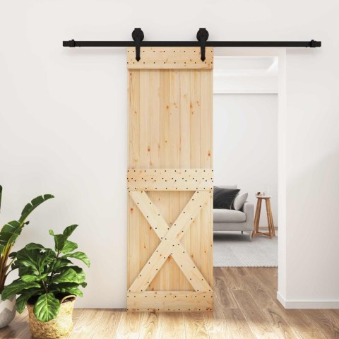 VidaXL Drzwi przesuwne Naturalny i czarny 70 x 210 cm