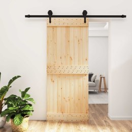 VidaXL Drzwi przesuwne Naturalny i czarny 85 x 210 cm