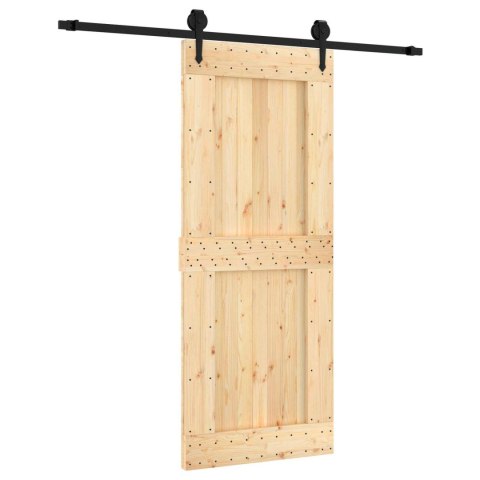 VidaXL Drzwi przesuwne Naturalny i czarny 85 x 210 cm
