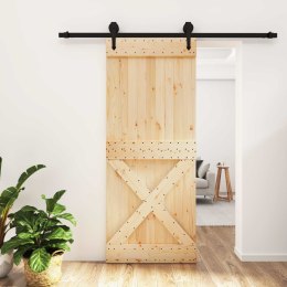 VidaXL Drzwi przesuwne Naturalny i czarny 85 x 210 cm