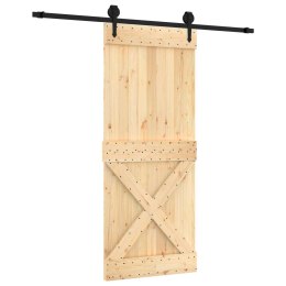 VidaXL Drzwi przesuwne Naturalny i czarny 85 x 210 cm