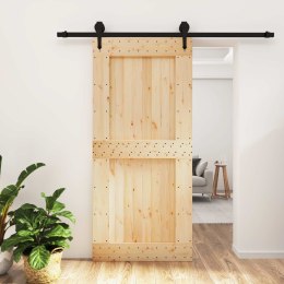 VidaXL Drzwi przesuwne Naturalny i czarny 95 x 210 cm