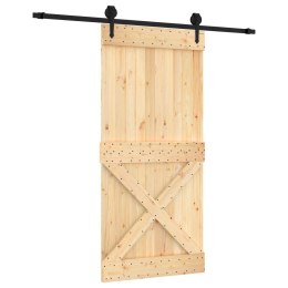VidaXL Drzwi przesuwne Naturalny i czarny 95 x 210 cm