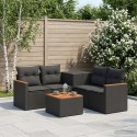 VidaXL Zestaw Sof 6 szt. Czarny Rattan polietylenowy i stal