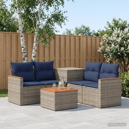 VidaXL Zestaw Sof 6 szt. Szary i granatowy Rattan polietylenowy i stal