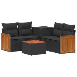 VidaXL Zestaw Sof 6 szt. Czarny Rattan polietylenowy i stal