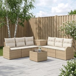 VidaXL Zestaw Sof 8 szt. Beżowy i kremowy Rattan polietylenowy i stal