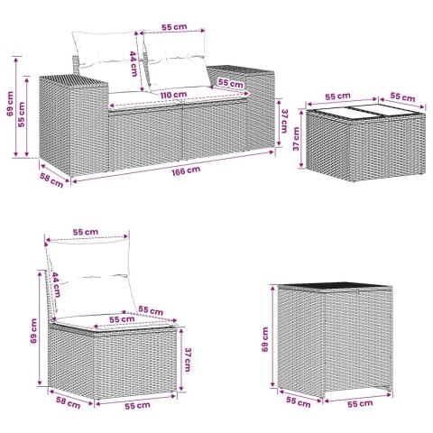 VidaXL Zestaw Sof 8 szt. Czarny i niebieski