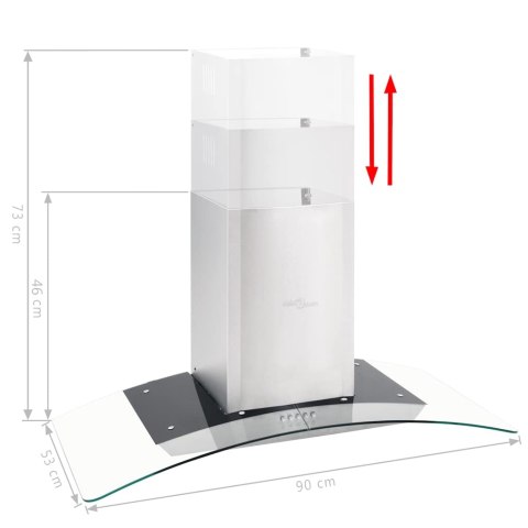 VidaXL Okap kuchenny LED, ścienny, stal nierdzewna, 90 cm, 756 m³/h