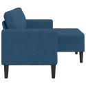 VidaXL Sofa 2-osobowa z szezlongiem w kształcie litery L, niebieska