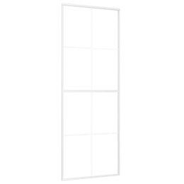 VidaXL Drzwi przesuwne, matowe szkło ESG i aluminium, 76x205 cm, białe